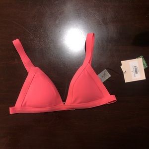 NEW KITTENISH Pink Triangle Ribbed Bikini Top